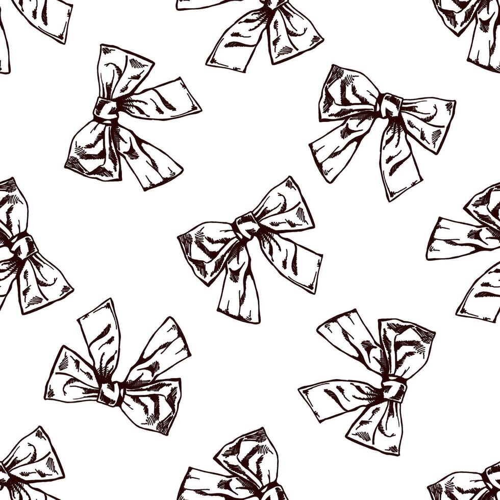 Hand drawn vintage seamless pattern of decorative bows for Easter vector