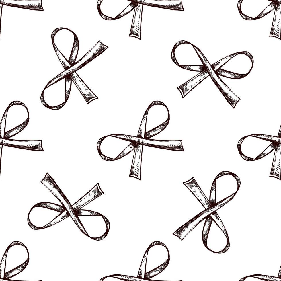 Hand drawn vintage seamless pattern of decorative ribbons vector