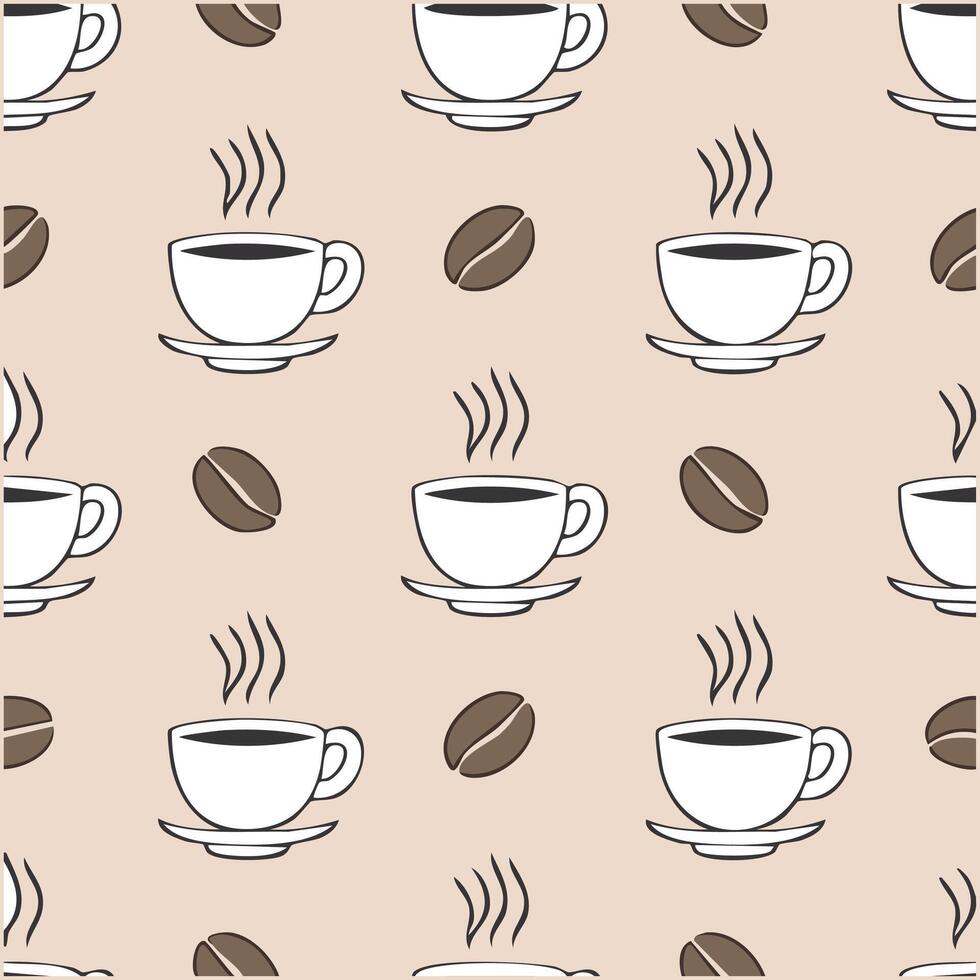 coffee cup and beans pattern vector