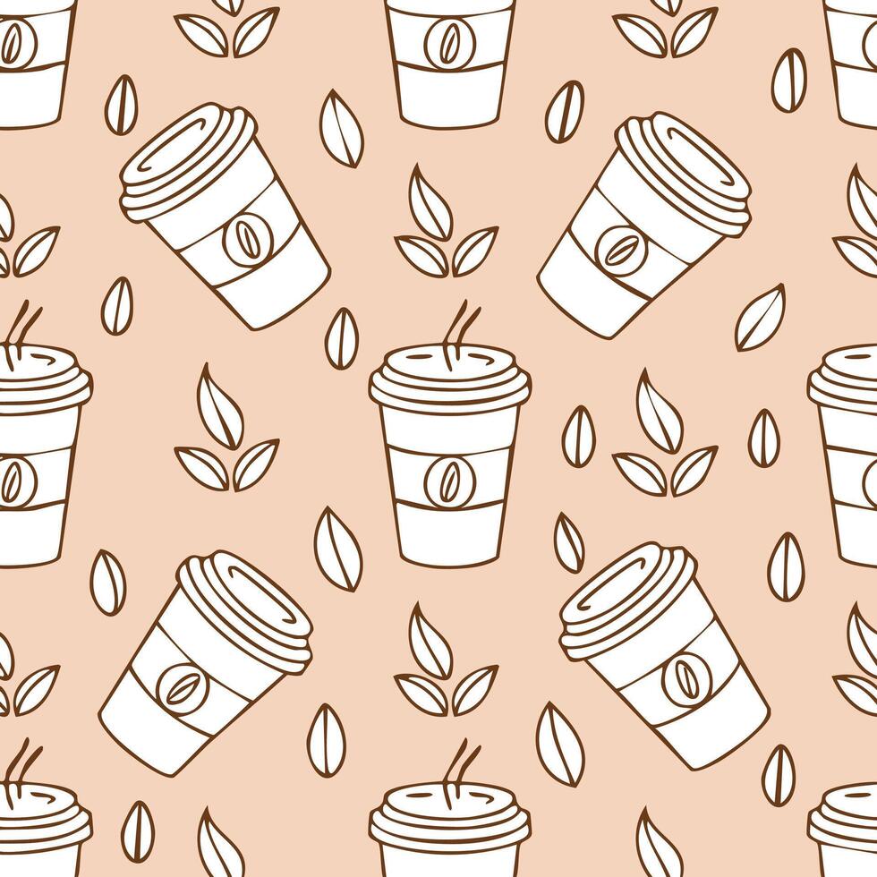 line art takeaway coffee pattern vector