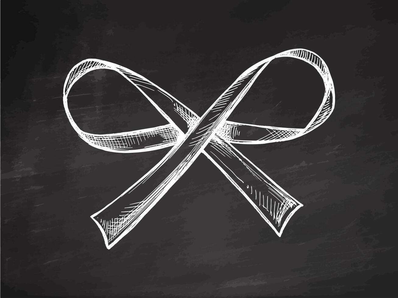 Hand drawn vintage chalk sketch of a decorative ribbon on chalkboard vector