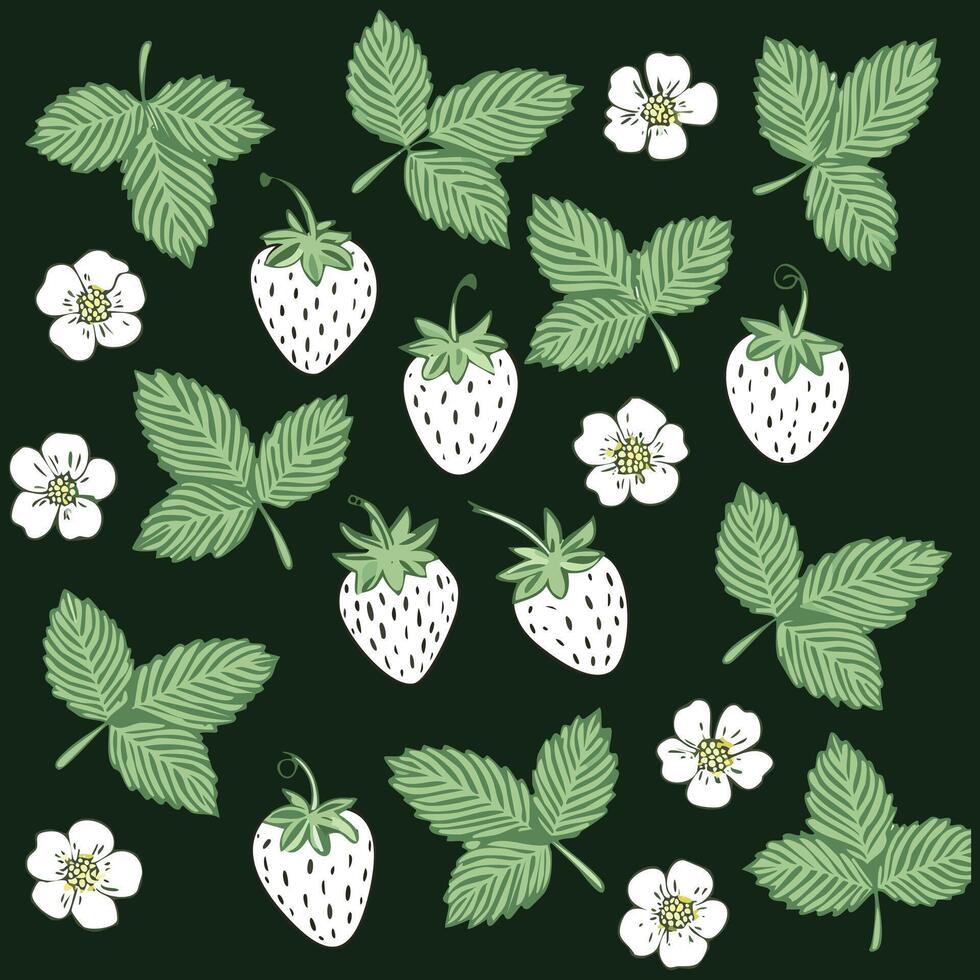 green young strawberry pattern vector