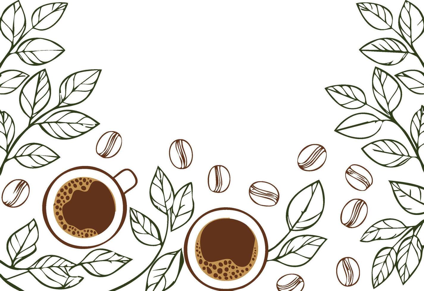 landscape coffee illustration with copy space vector