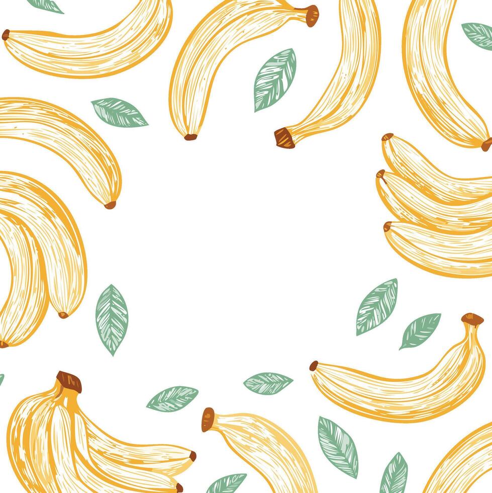 hand drawn style banana pattern with copy space vector