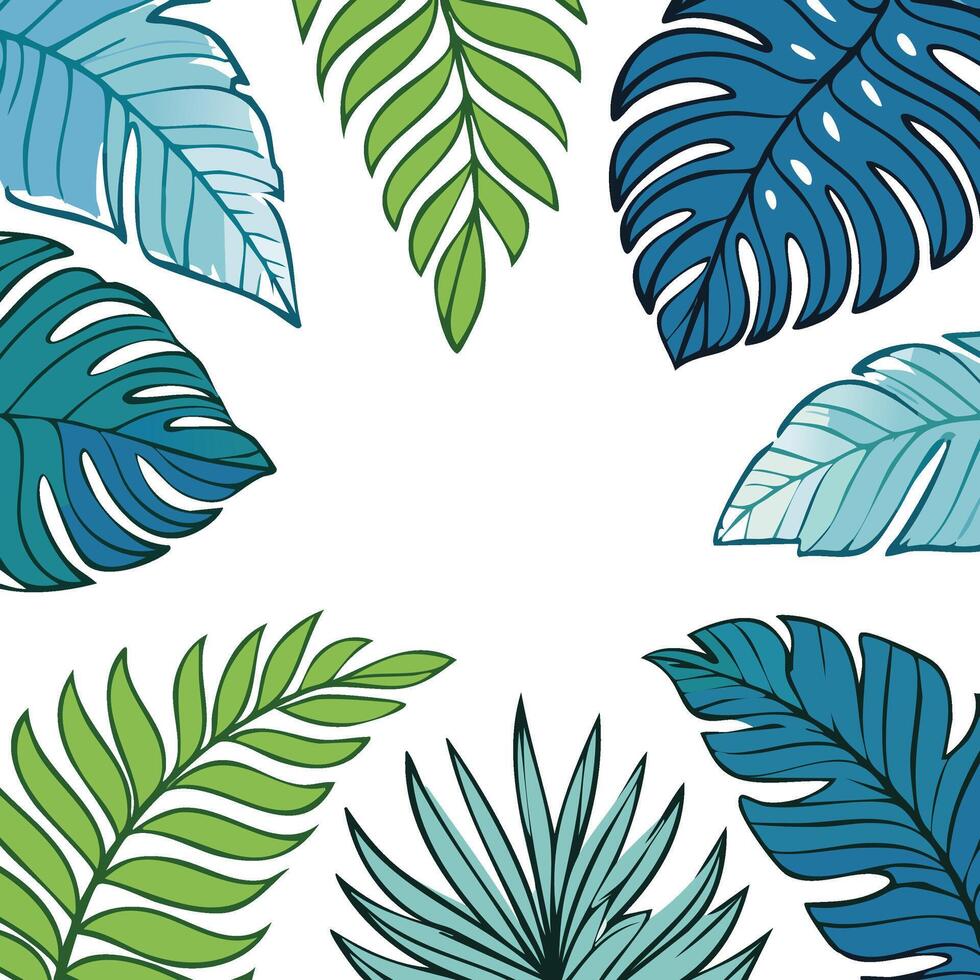copy space tropical leaves vector