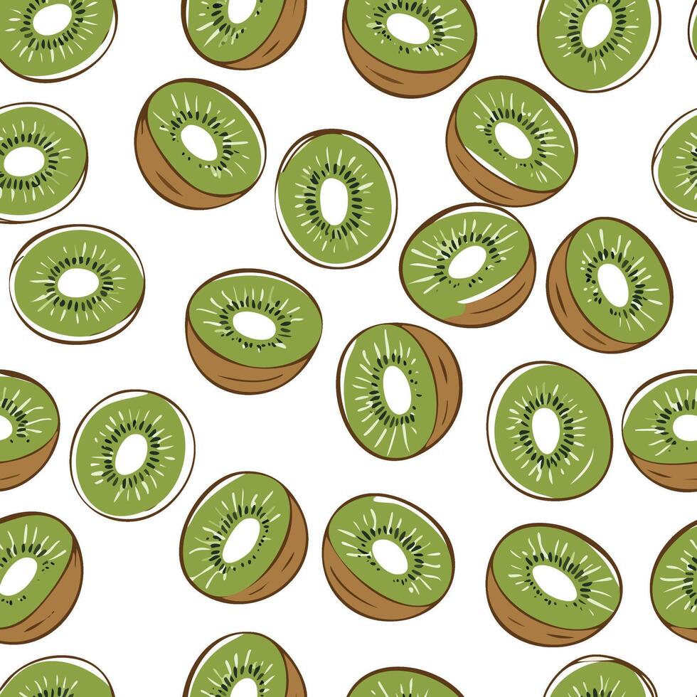 hand drawn style kiwi pattern vector