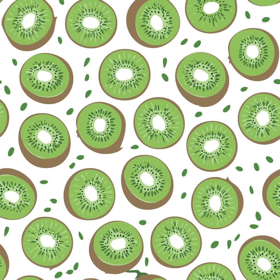 half sliced kiwi pattern vector