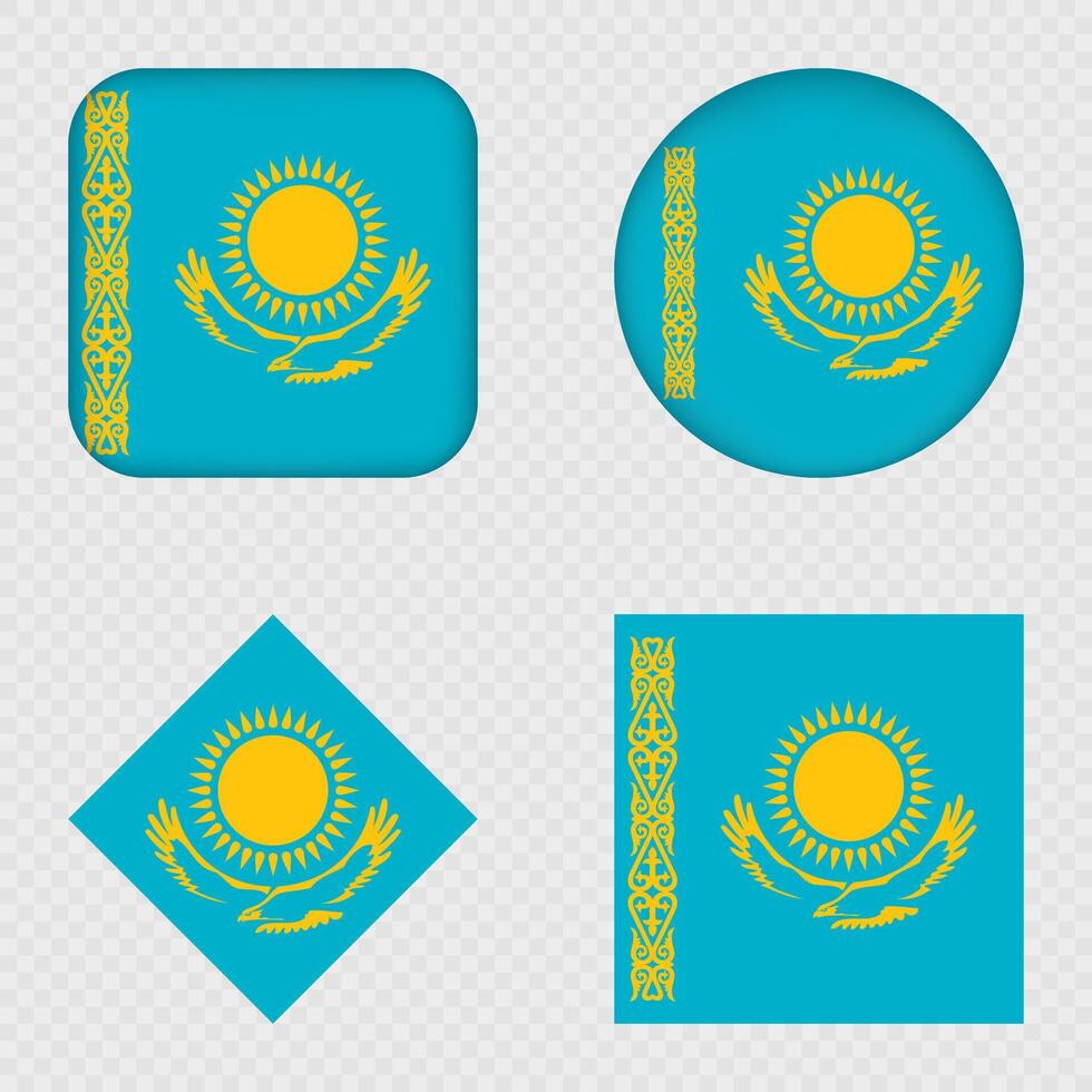 Kazakhstan Flag Icons Pack. vector
