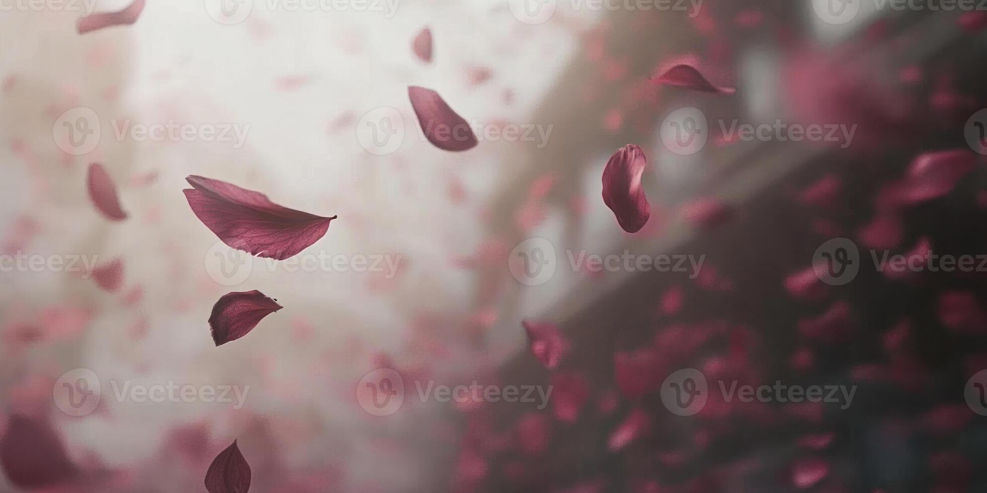 Dreamy close up of cherry blossom petals in motion for spring design inspiration photo