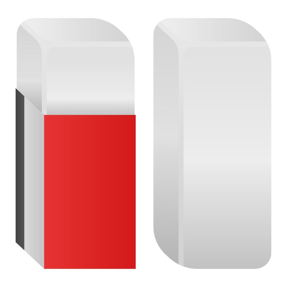 School Equipment White Eraser. Stationery Eraser Icon. Eraser Element. vector