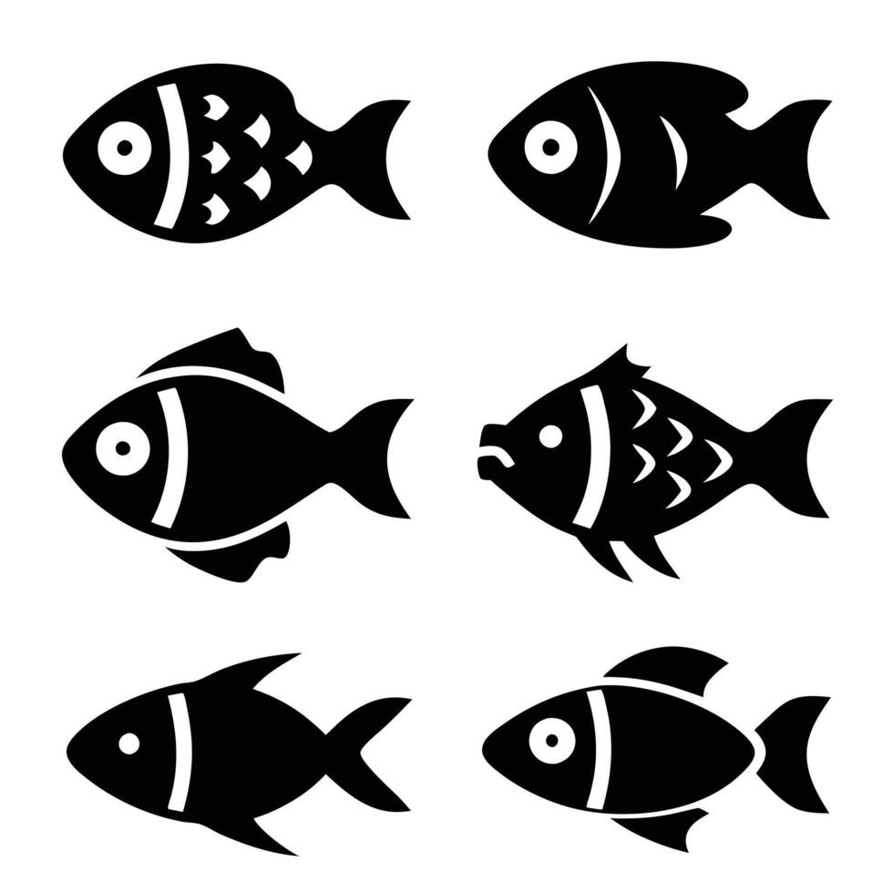 Fish Silhouette Set Marine Life Collection vector