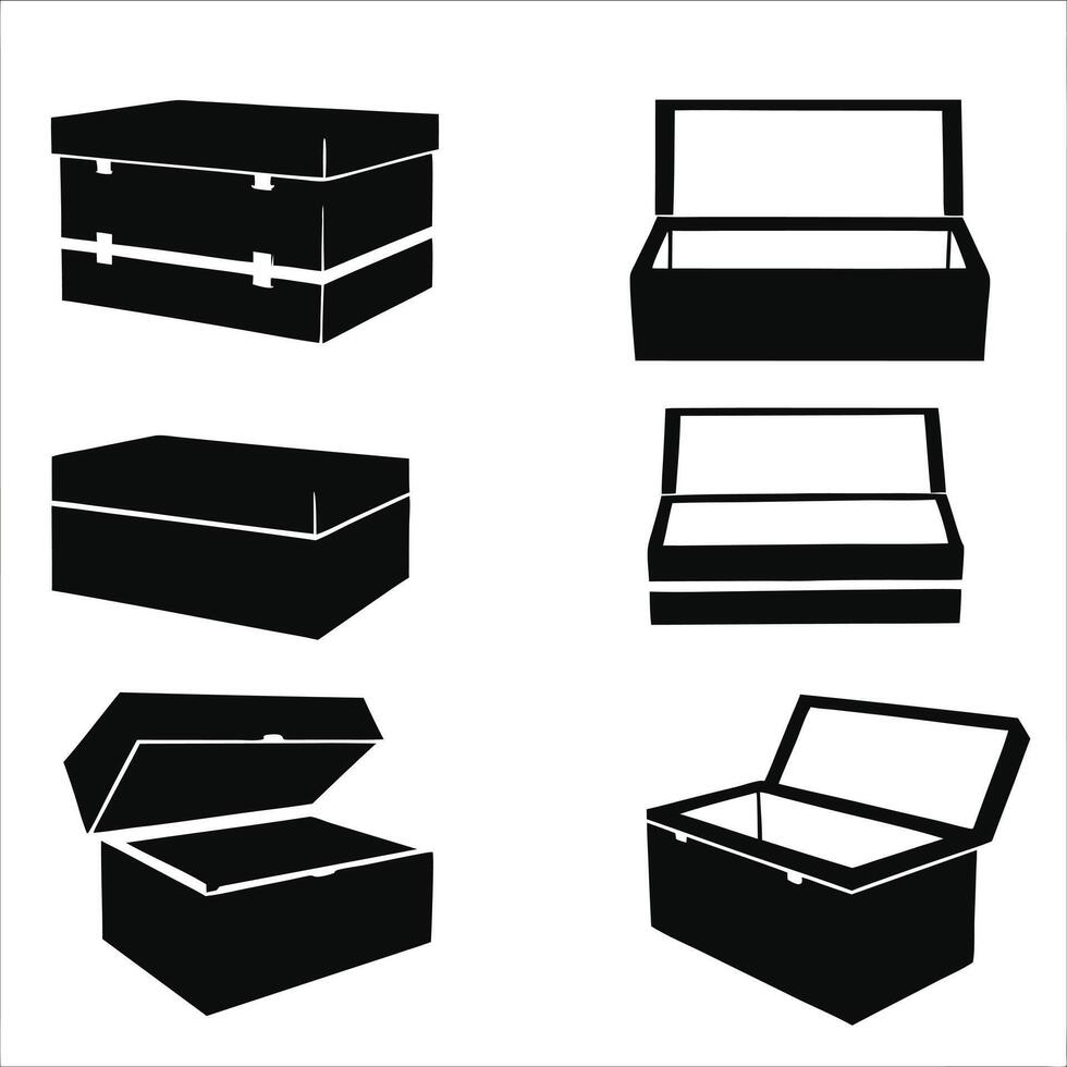 Different Types of Boxes Icon Set vector