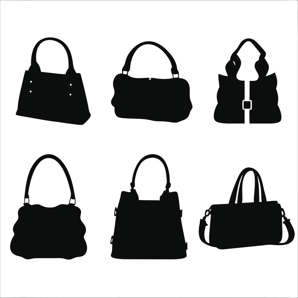 Assorted Womens Bags Trendy Silhouette Set vector