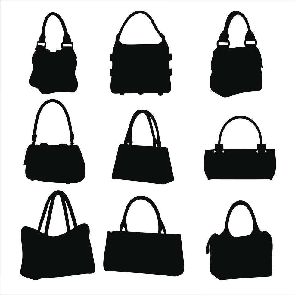 Elegant Handbag Silhouettes Tote, Clutch, and More vector