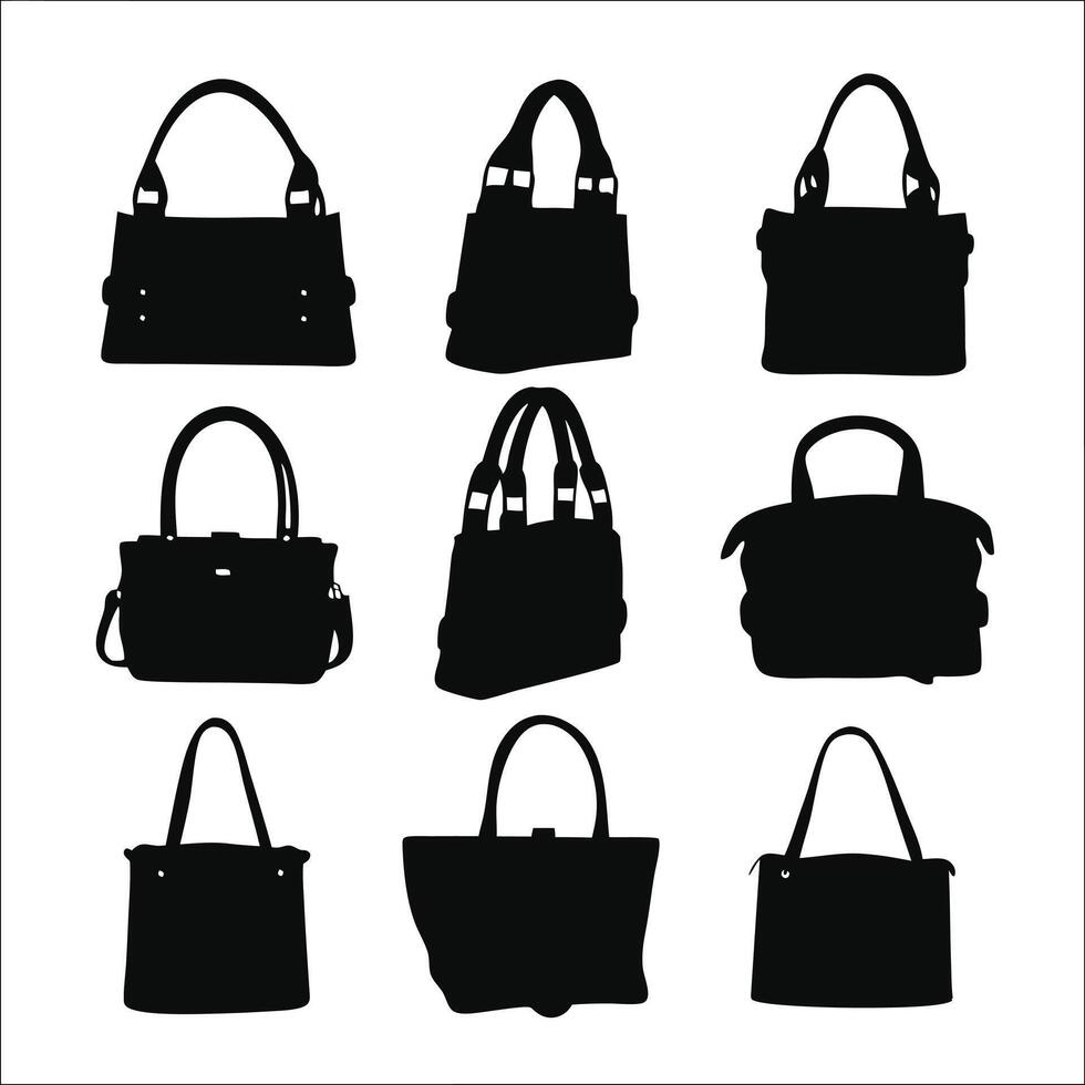 Womens Purse and Handbag Silhouette Collection vector