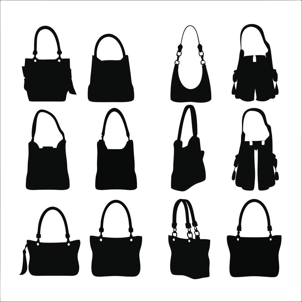 Fashion Bag Silhouettes Totes, Purses, and Satchels vector