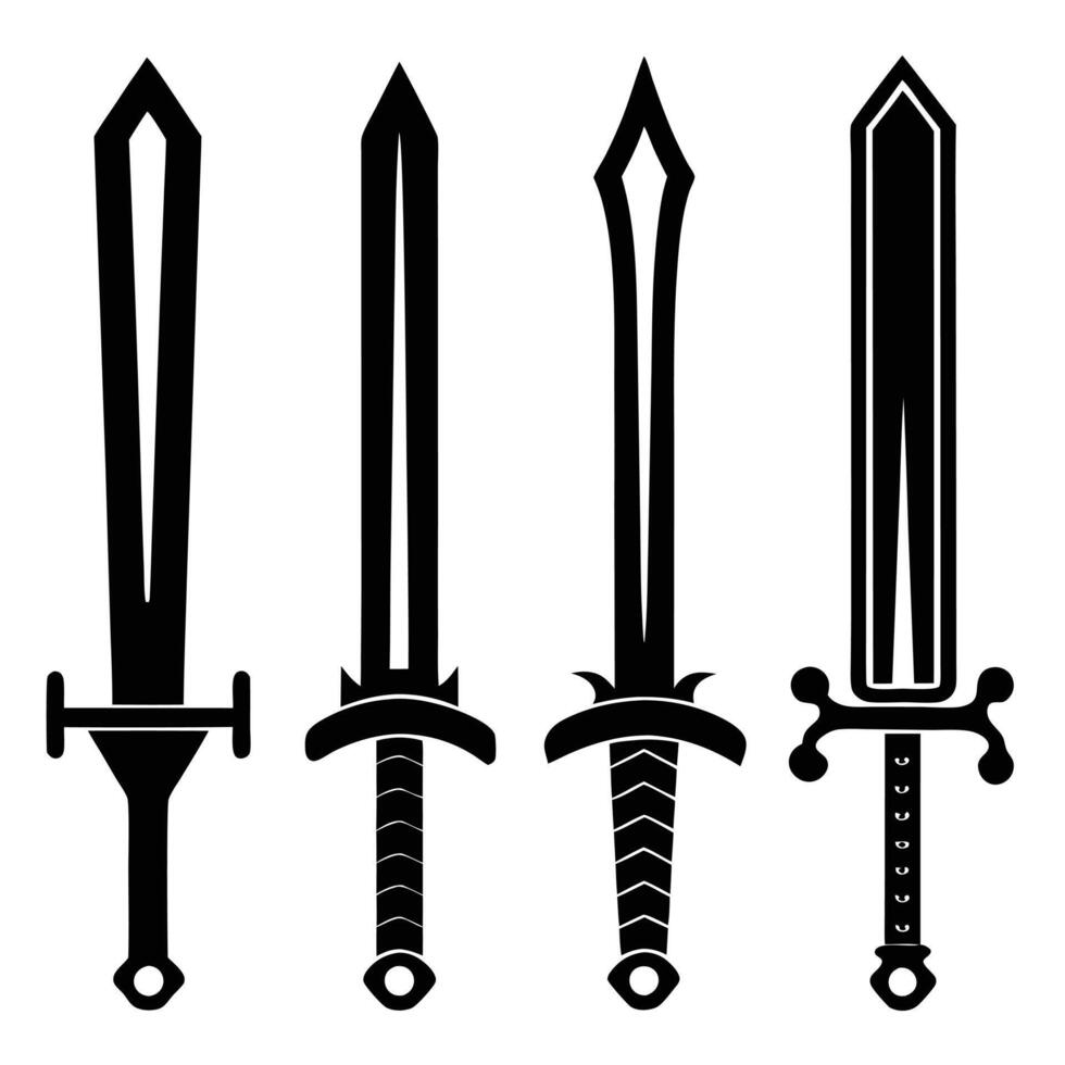 Knight and Warrior Sword Silhouette Collection vector