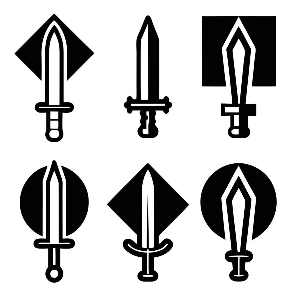 Weapon Silhouette Pack Swords from Different Eras vector