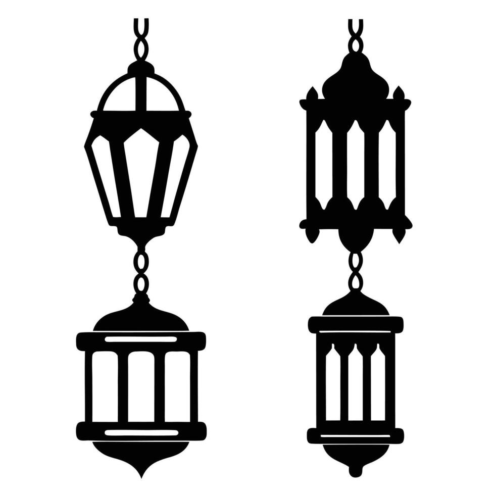 Minimalist Lantern Silhouettes for Design vector