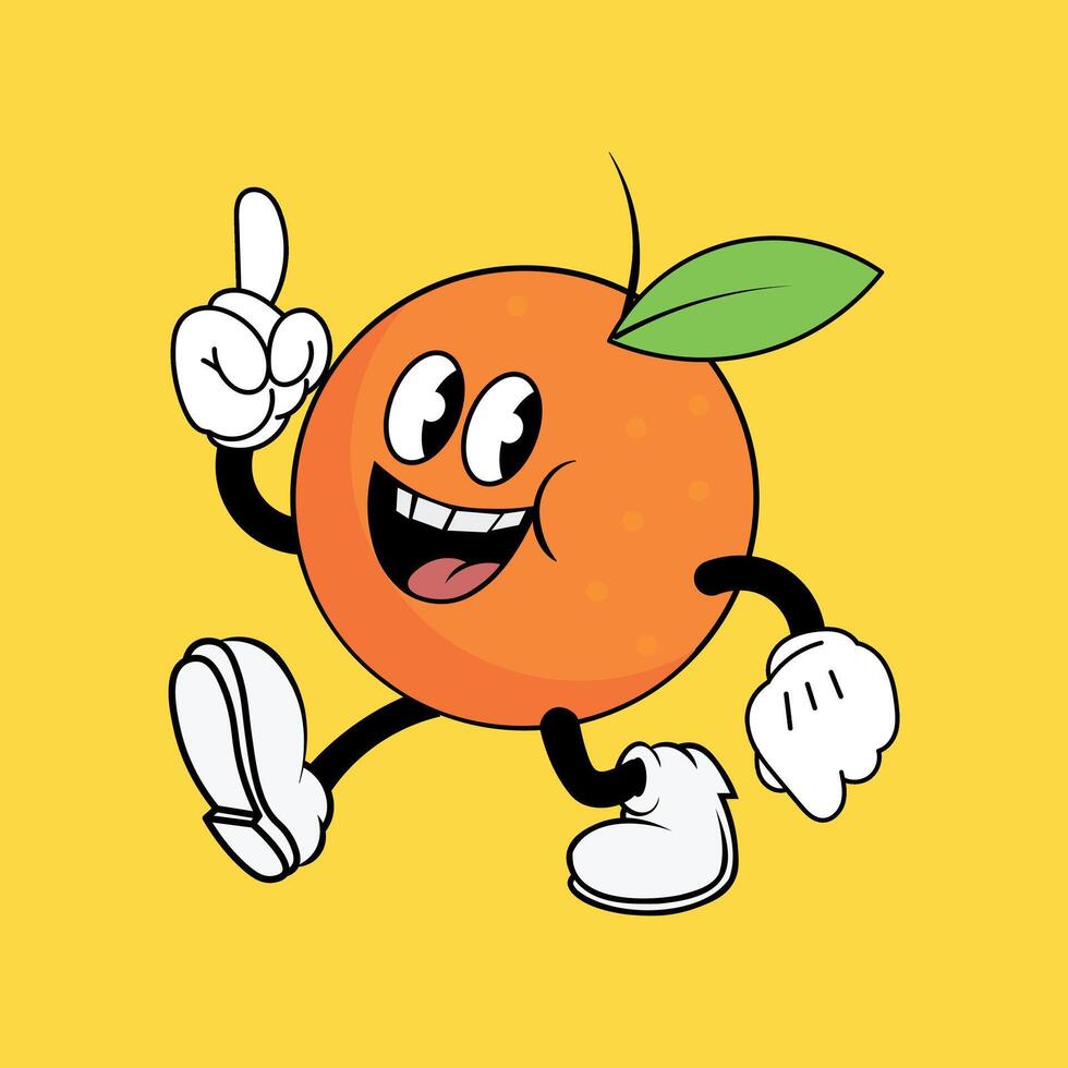 An orange character running and pointing vector