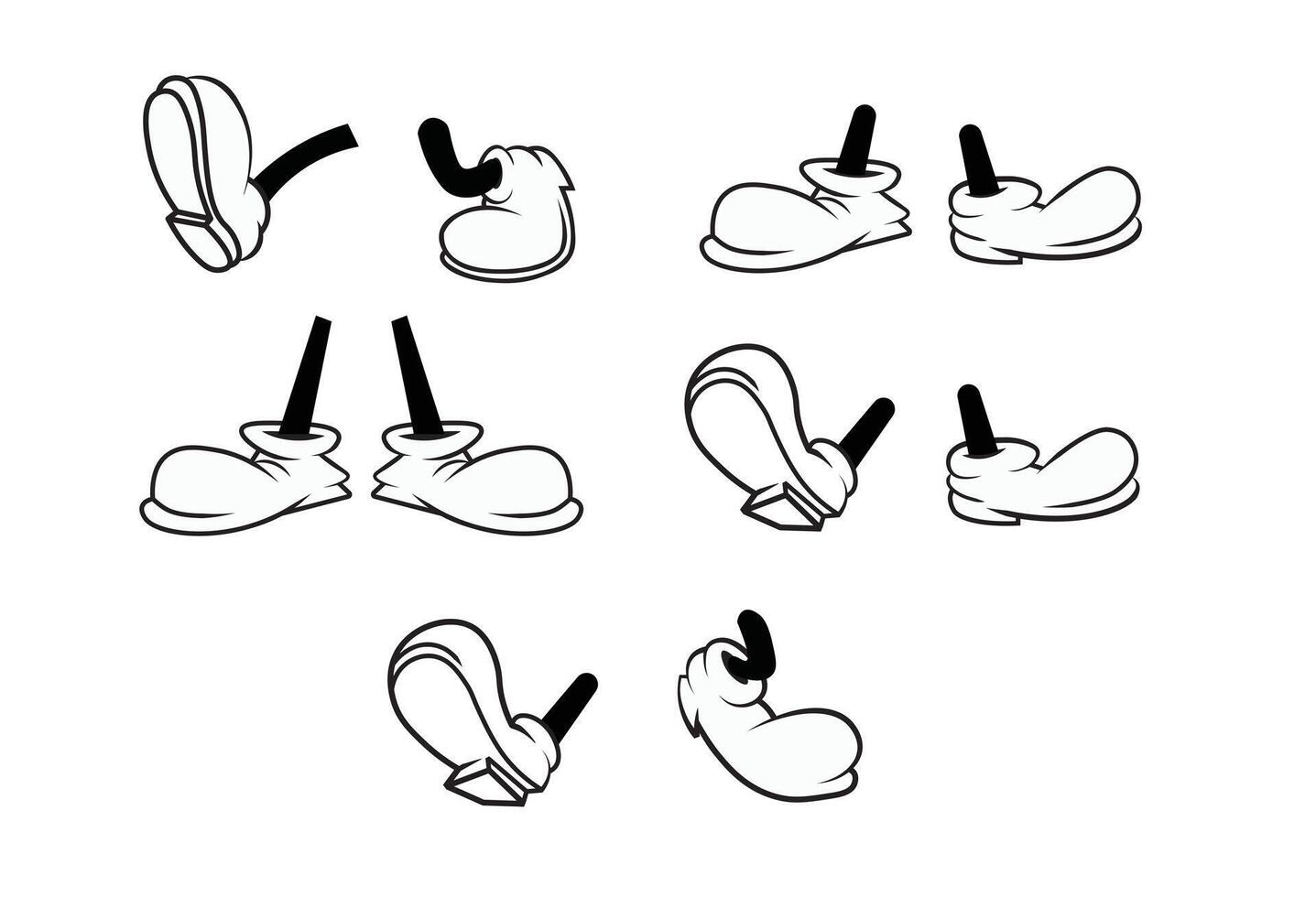 set of vintage cartoon legs, illustration isolated on white vector