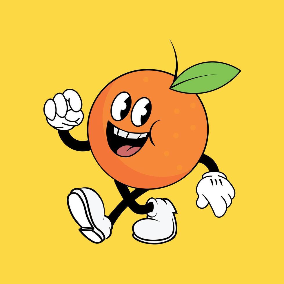 Orange cartoon character running with a smile vector