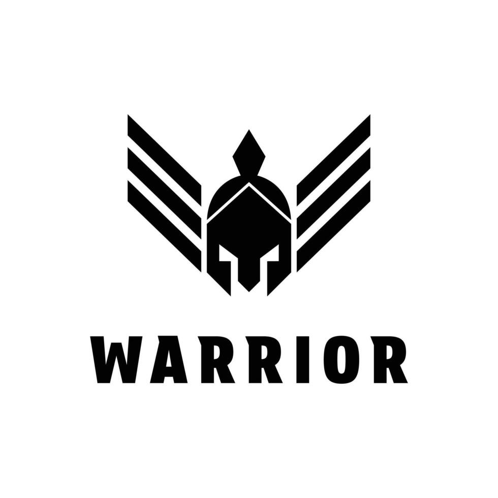 warrior wing helmet logo design concept idea vector