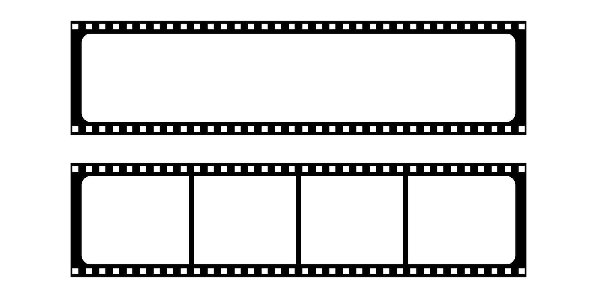 Various isolated wide and tall blank gray and black film strip backgrounds over white vector