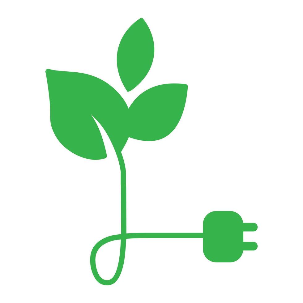 Ecology and Fan Concept. Eco Plug with Leaves icon - Green Energy concept creative sign vector