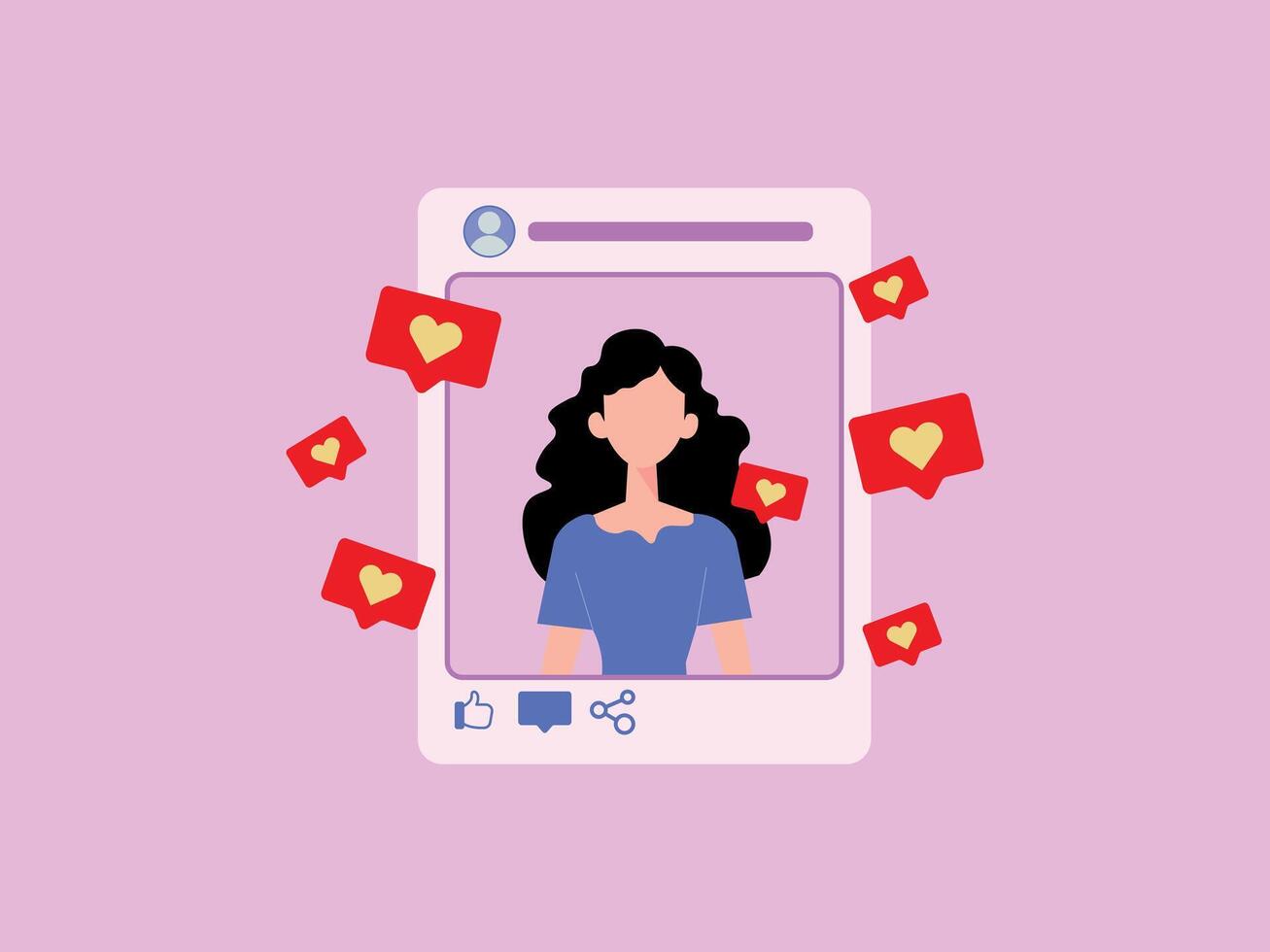 cartoon style Social media influence concept. minimal design for digital marketing, promotion, advertising vector