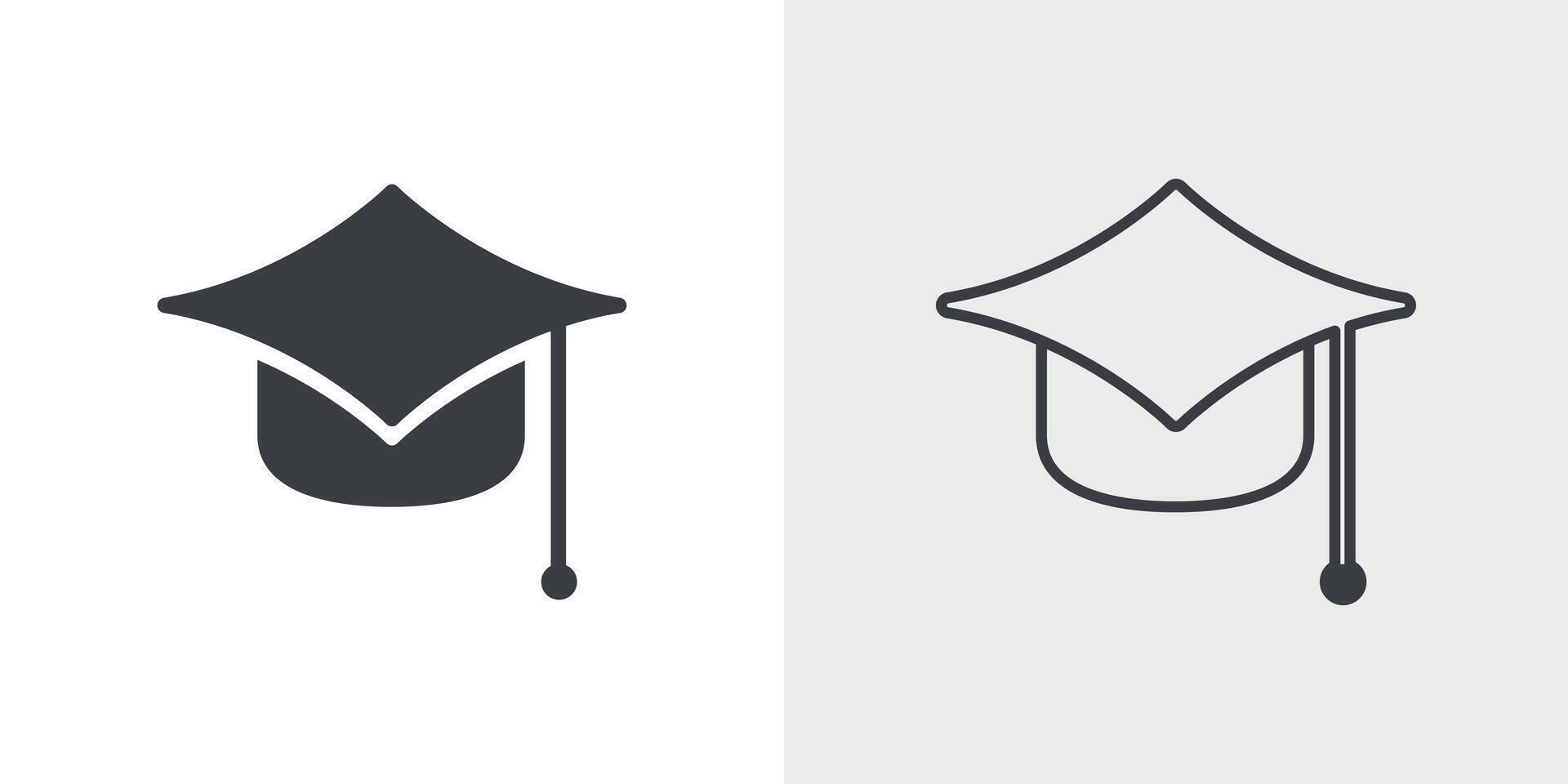 Graduation hat cap line art icon for education apps and websites vector