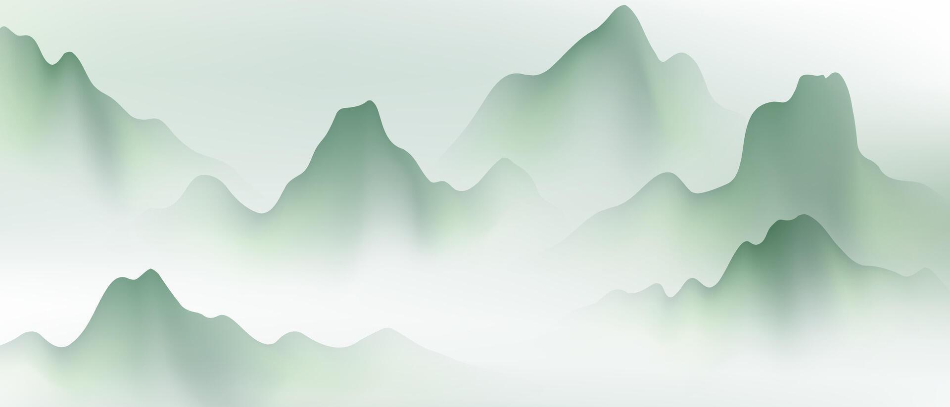 A green mountain range with fog in the background vector