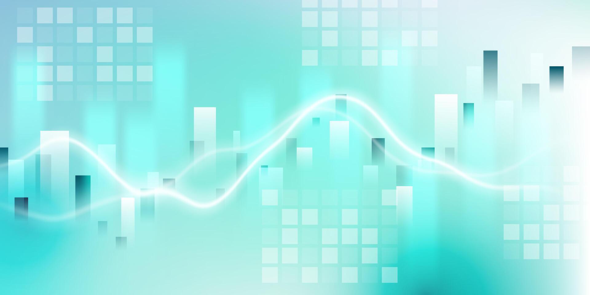 Abstract stock chart background with blue and white lights vector