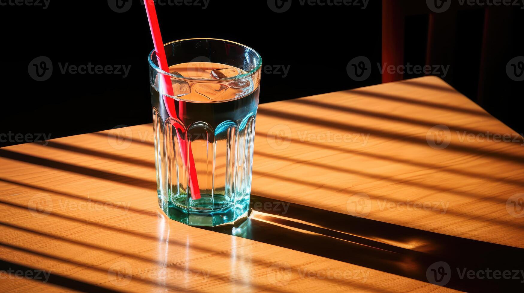 light glass of water on table photo