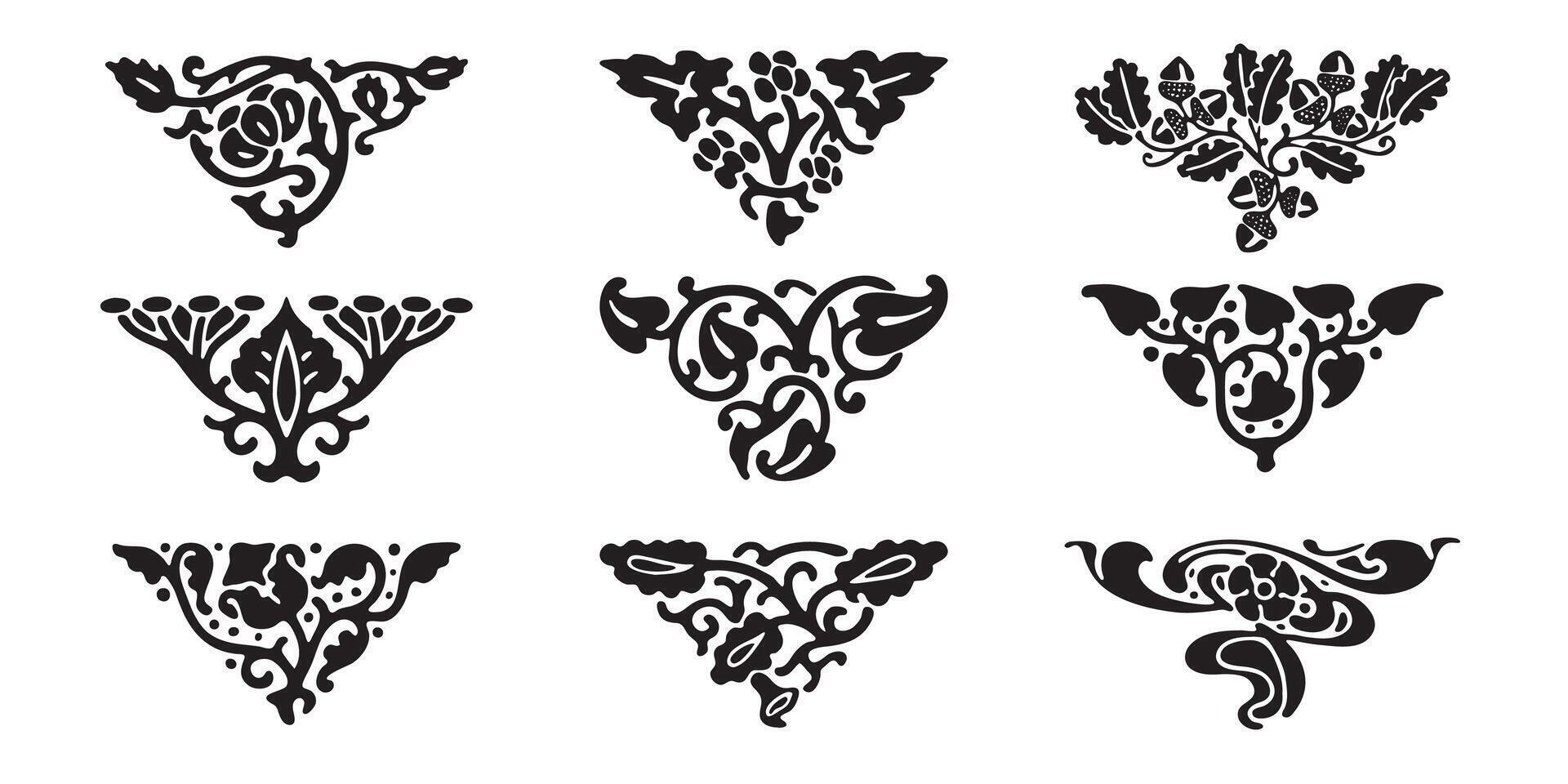 Divider icon set. Corner illustration sign collection. Vintage style. Isolated vector