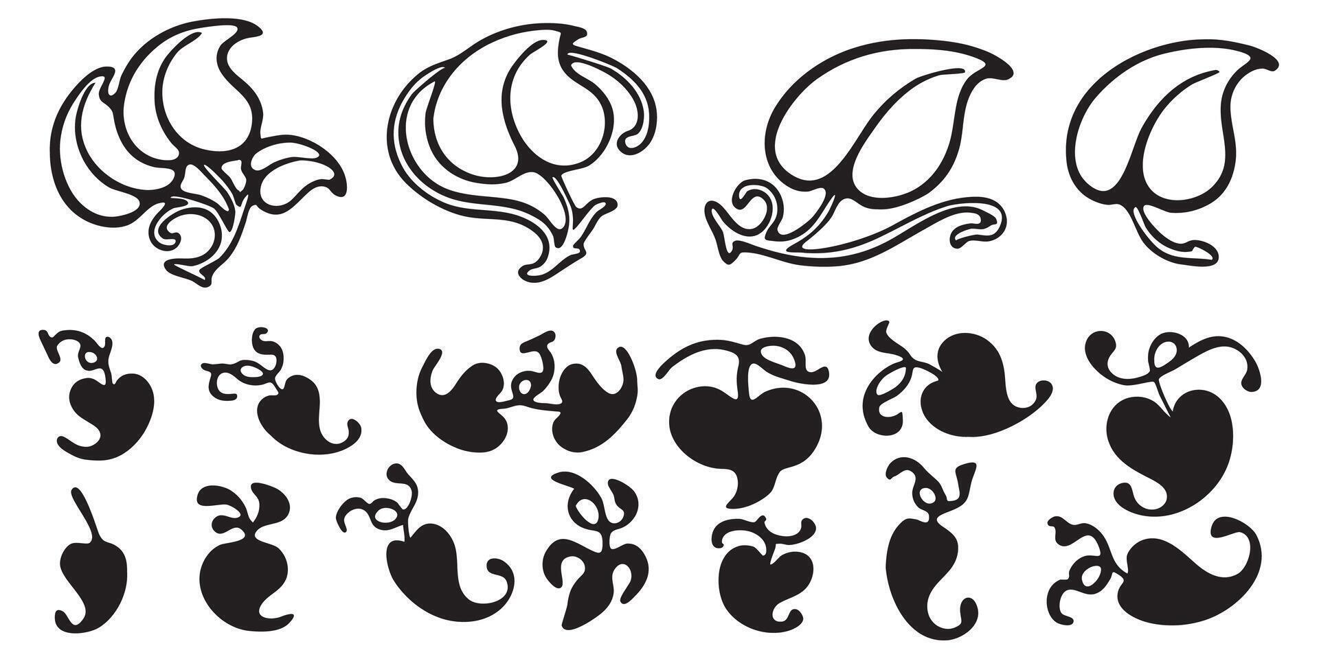 Hedera silhouette symbol set. Mark section break in a book icon vector