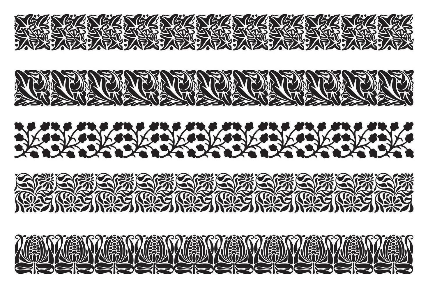 Borders nature set. Gothic style. vector