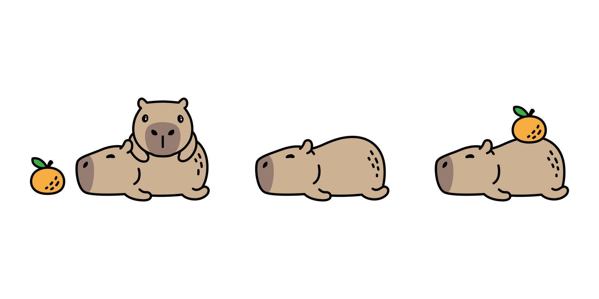 capybara sleep sleeping orange pet cartoon character icon logo symbol illustration isolated design vector