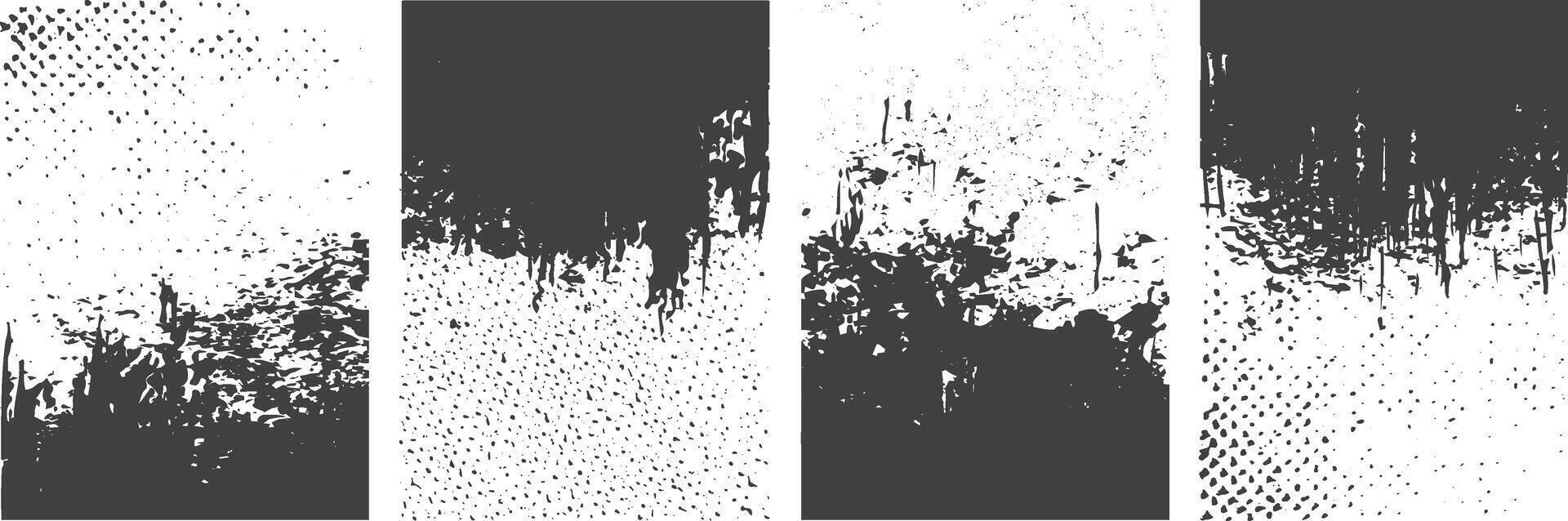 Set of distressed overlay grunge banner background with black color vector