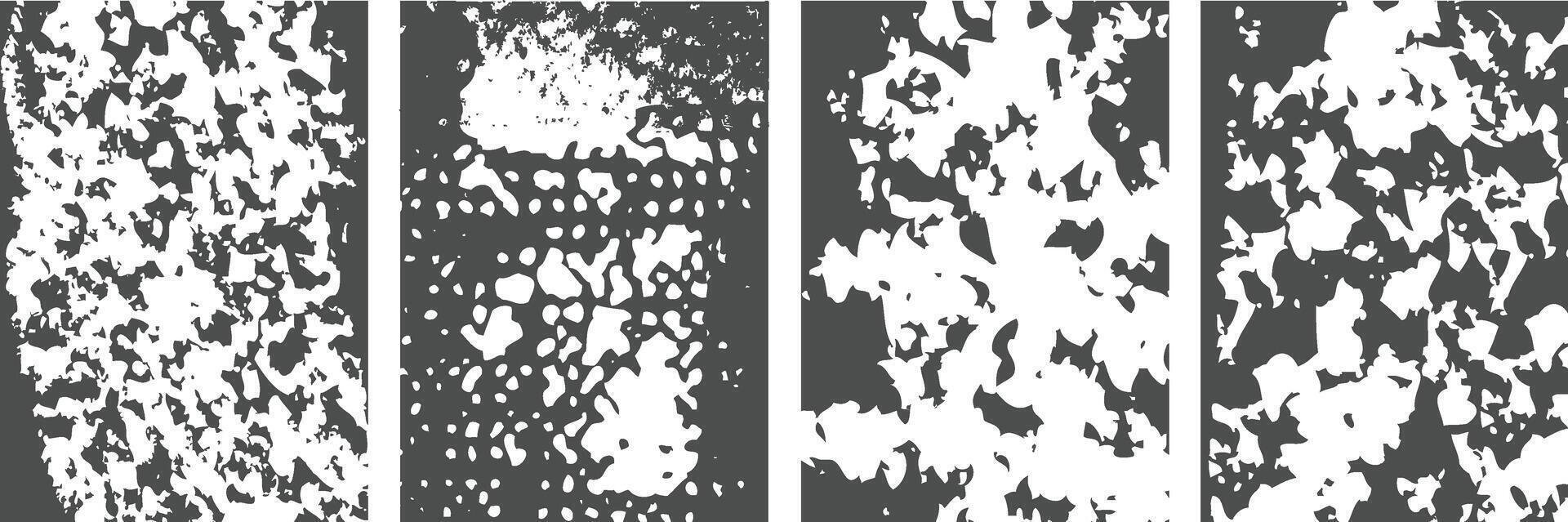 Collection of black distressed overlay grunge texture background vector