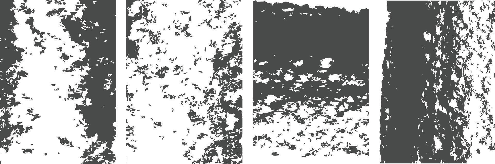Set of Black Distressed overlay grunge texture backgrounds vector