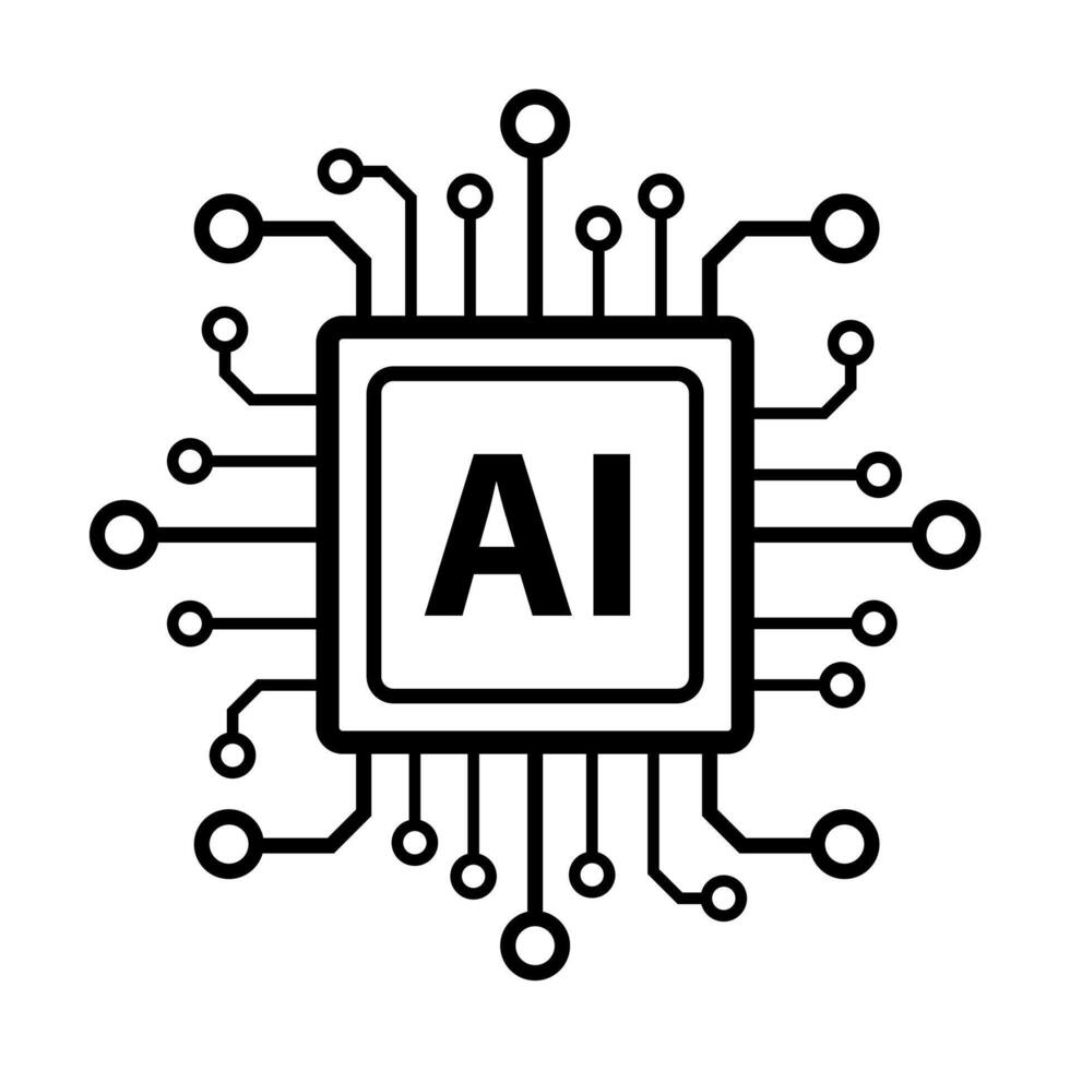 Artificial intelligence AI processor chip icon symbol for graphic design, logo, web site, social media, mobile app, ui illustration.. vector