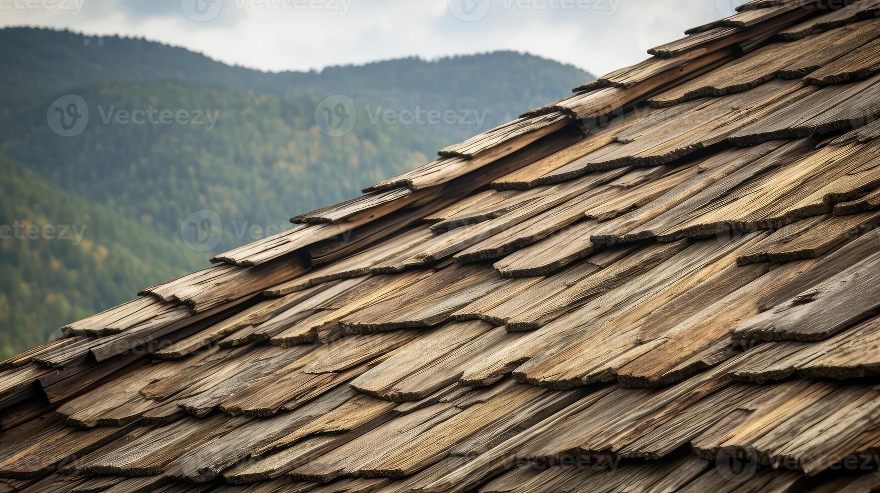 mountains wood shake roof photo