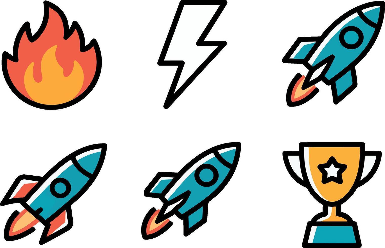 Rocket and Energy Icons Set vector