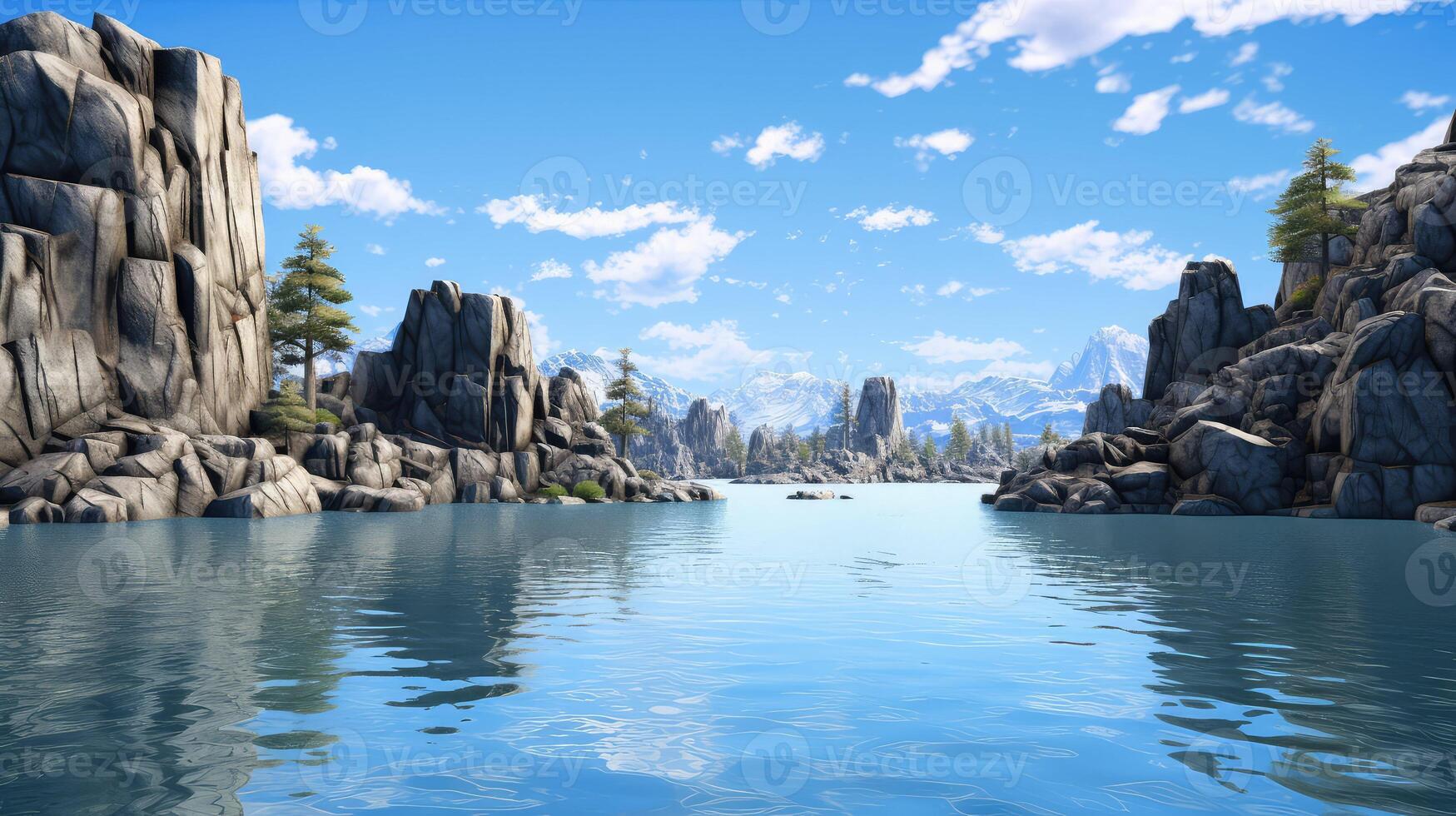 serene water rock photo