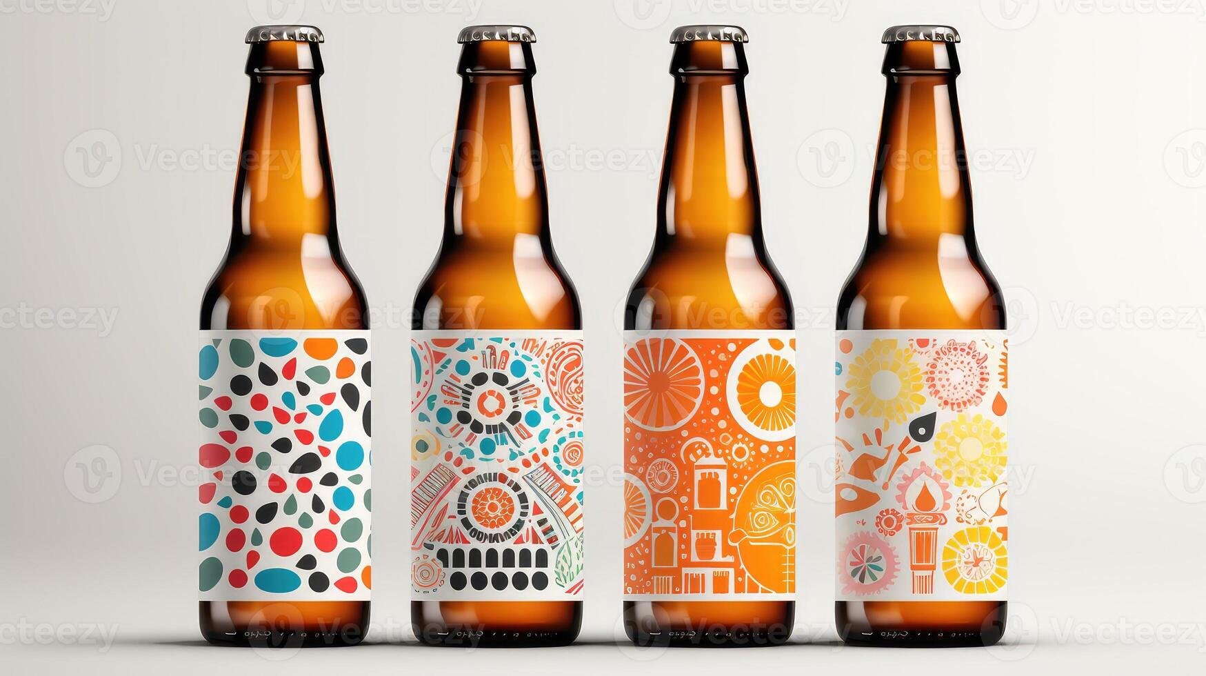 colorful beer bottle template photo