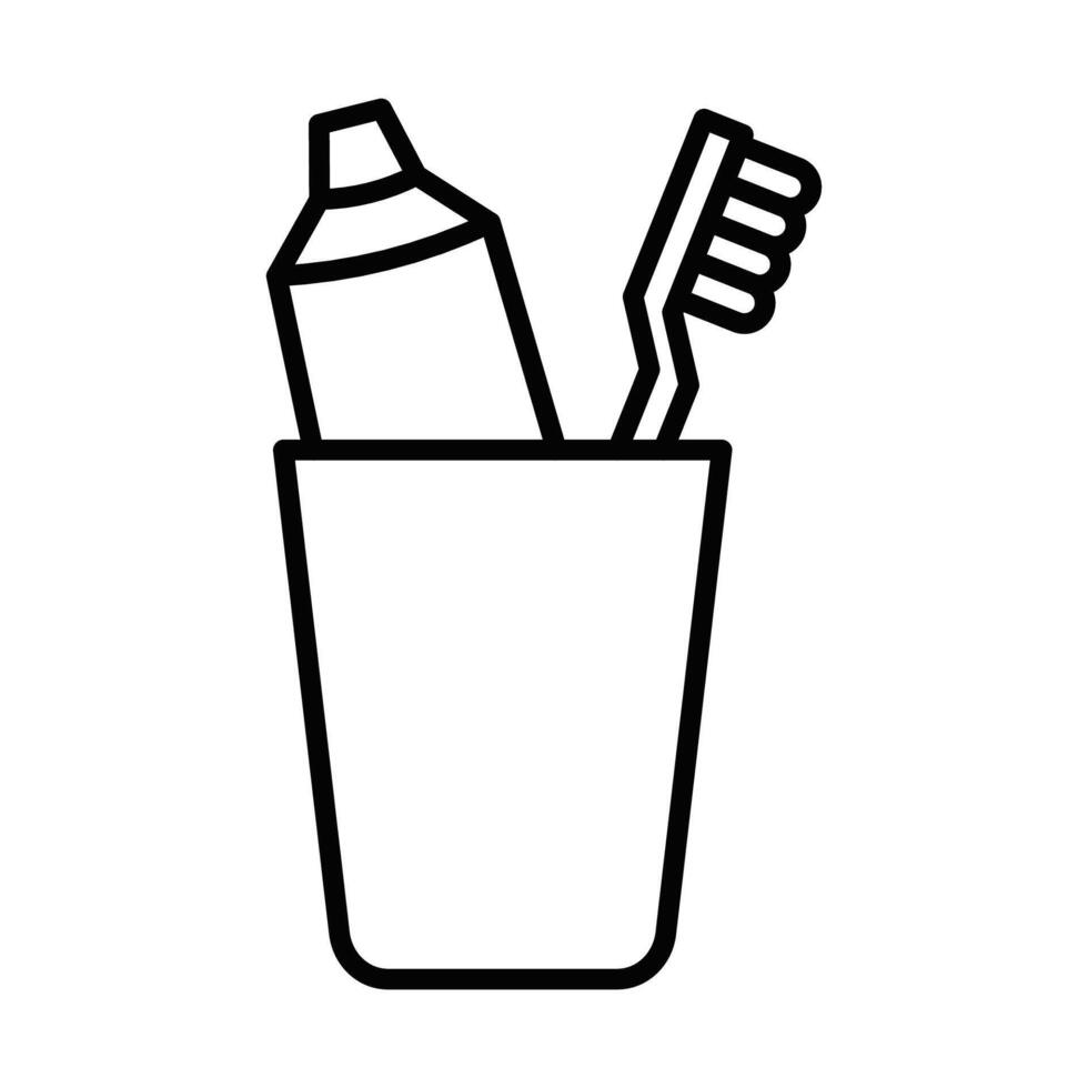 Toothbrush and toothpaste in a cup icon vector