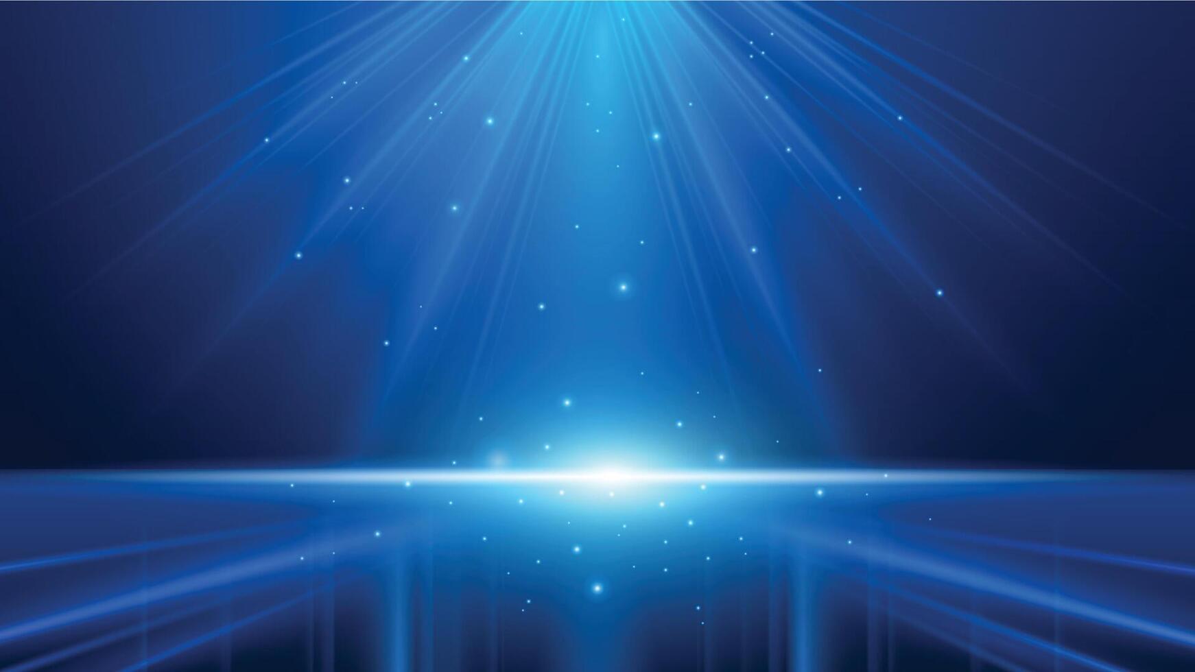 Blue light abstract background, shining from top to bottom, with sparkling light effects, concept of the award ceremony backdrop. vector