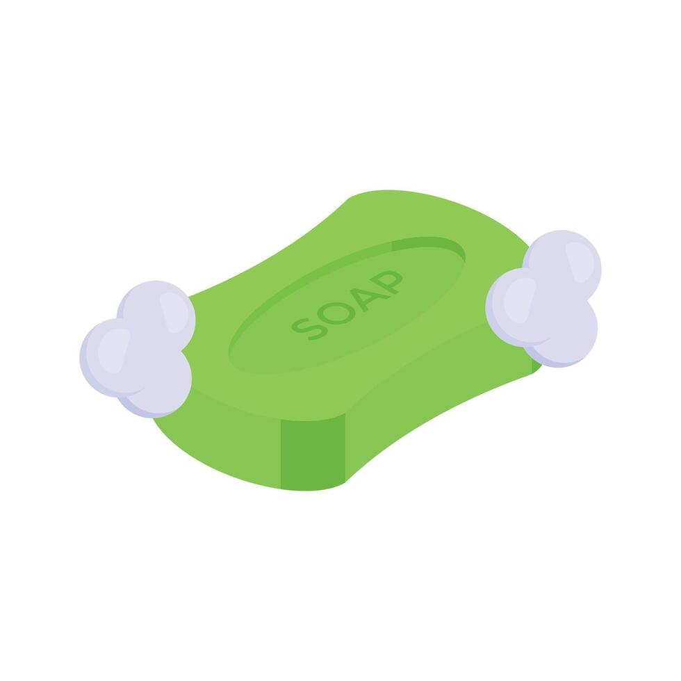 A vibrant bar of soap, depicted in an isometric style. vector