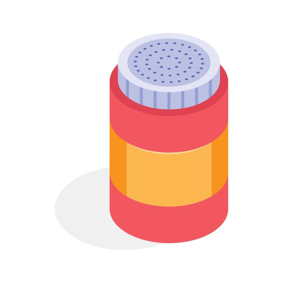 An isometric icon of deodorant powder in trendy style. vector